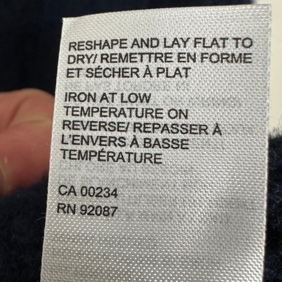 Saks Fifth Avenue Cable Knit Crew Sweater Navy Blue Mens XL Merino Wool Cashmere - Picture 9 of 12